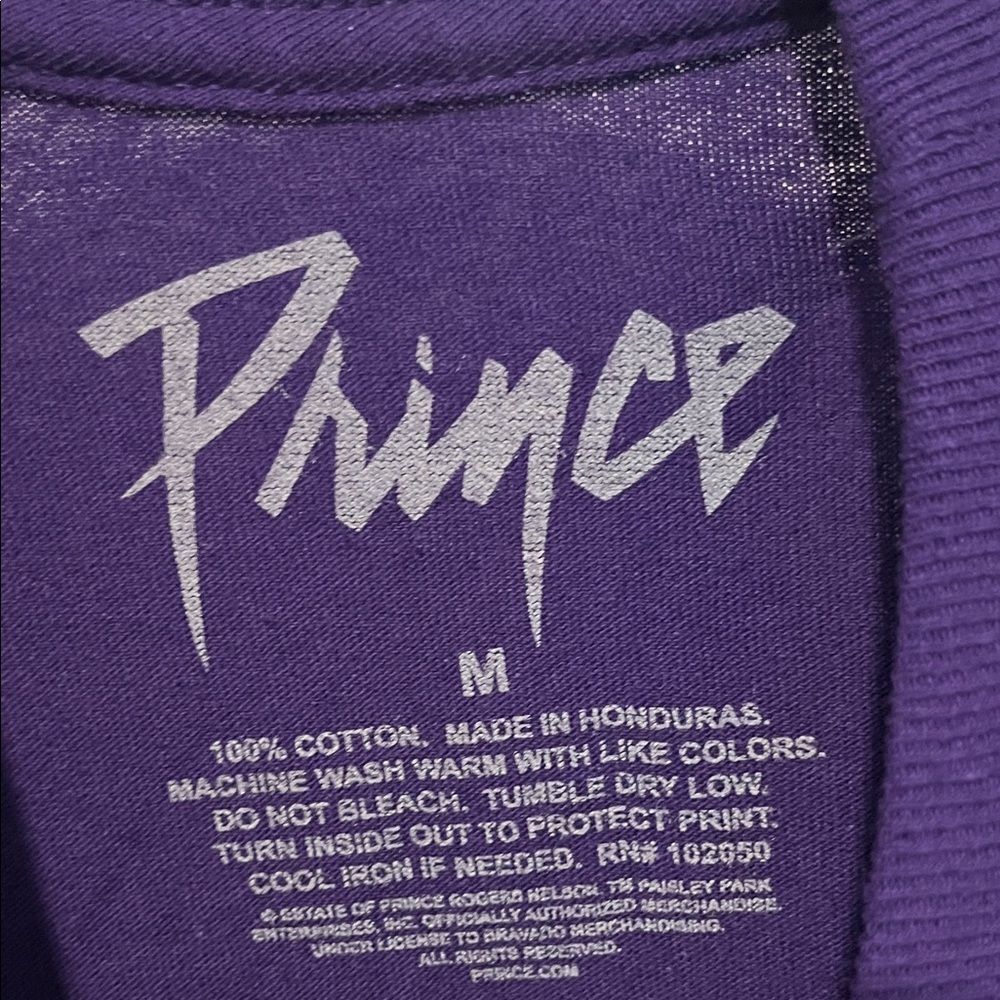 Prince Music Artist Purple White Minnesota Symbol Graphic Pullover T-Shirt - Picture 4 of 7